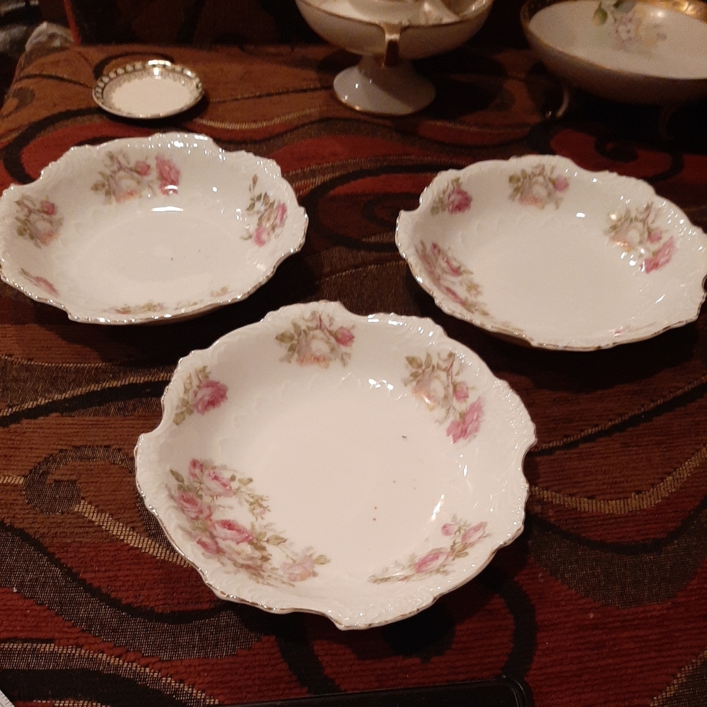 Silesia Hand Painted Set of 3 Floral Bowls